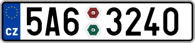 Номерной знак Чехии стандарта 2001 года (модификация 2004 года)