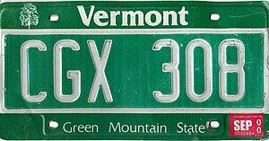 Автомобильный номер Вермонта