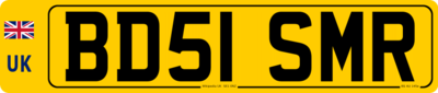 Номерной знак Великобритании стандарта 2001 года (задний), модификация 2021 года