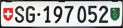 Номерной знак Швейцарии стандарта 1933 года (задний)