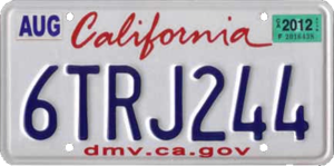 Автомобильный номер Калифорнии стандарта 1980 года (модификация 2011 года)