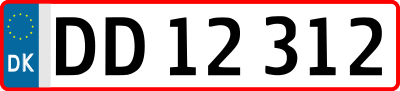 Номерной знак Дании стандарта 1976 года (модификация 2009 года)