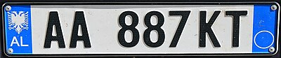 Автомобильный номер Албании стандарта 1993 года (модификация 2011 года)