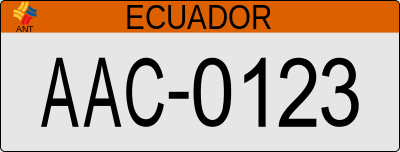 Номерной знак Эквадора для коммерческого транспорта стандарта 2012 года