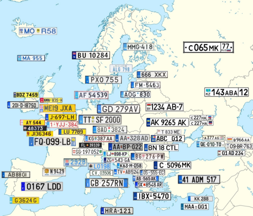 500px Vehicle registration plates in Europe