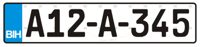 Номерной знак Боснии и Герцеговины стандарта 1998 года (модификация 2009 года)