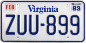 Автомобильный номер Виргинии стандарта 1979 года